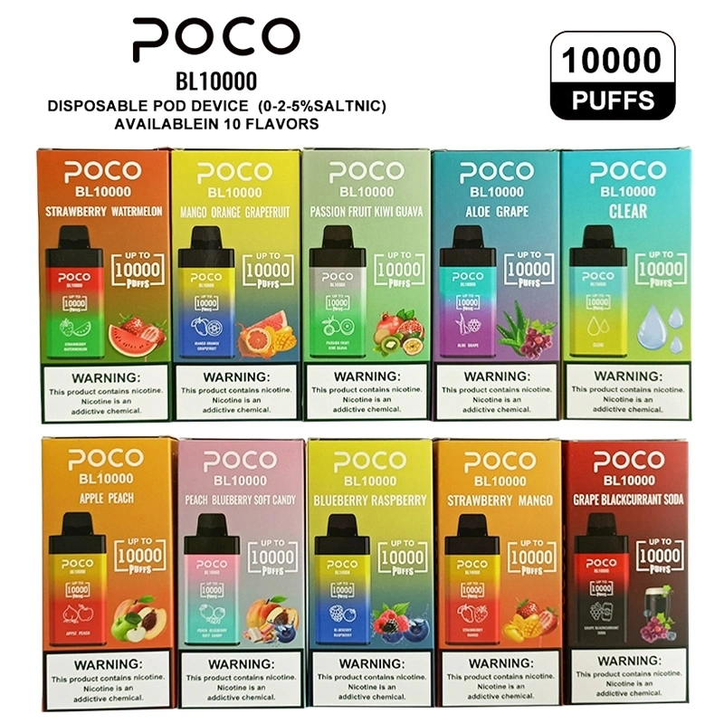 Eu USA Warehouse original de 10000 puffs descartáveis Vape Poco Bl10000 Caneta de cigarros eletrónicos Vape Distribuidores de puff Alibaba recarregáveis fluxo de ar ajustável 20