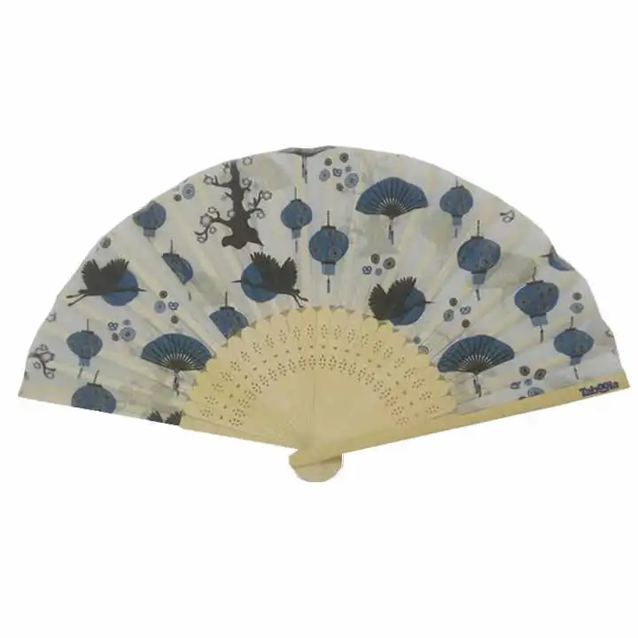 Custom Primary Color Bamboo Bone Commercial Gift Fabric Hand-Held Folding Fan
