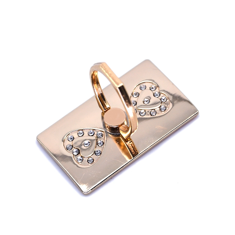 Factory Custom Made Gold Plain Metal Rhinestone Phone Holder Manufacturer Customized Fashion Decoration Gift Bespoke Wholesale/Supplier Alloy Cell Phone Ring Accessory