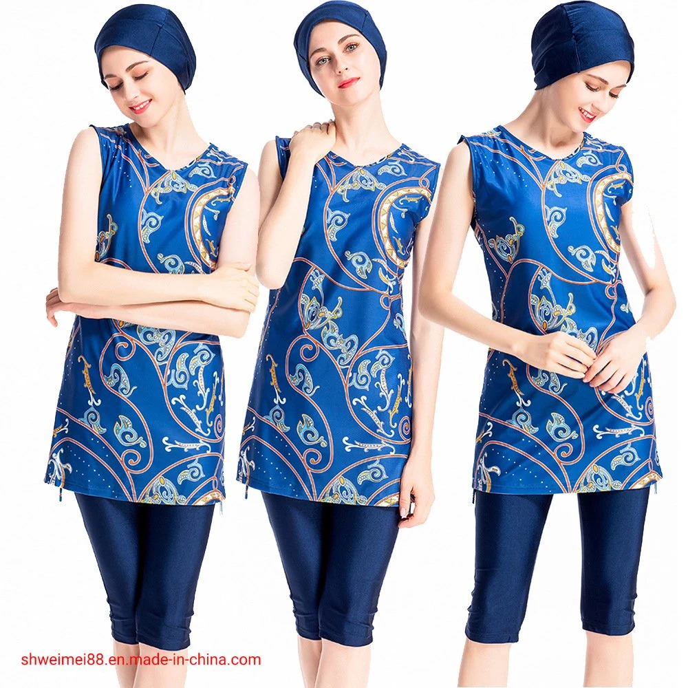 Muslim Swimwear Women Short Sleeve Swimsuit Islamic Ethnic Style Clothes Print Bathing Suit
