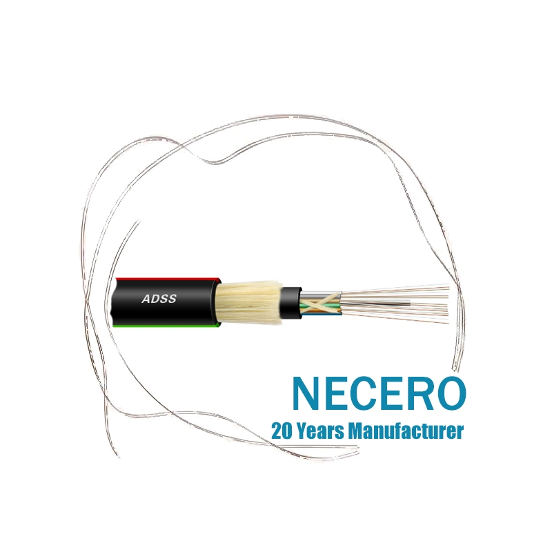 Necero Communication Singlemode G652D 24 Core 96core 144core ADSS Optisches Glasfaserkabel.