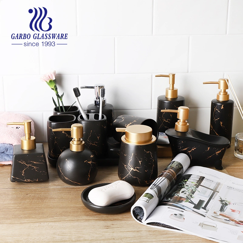 Color Glaze Ceramic Wash Dispenser botella Aromatherapy Candle Holder cepillo de dientes Juego de accesorios de cuarto de baño de copa