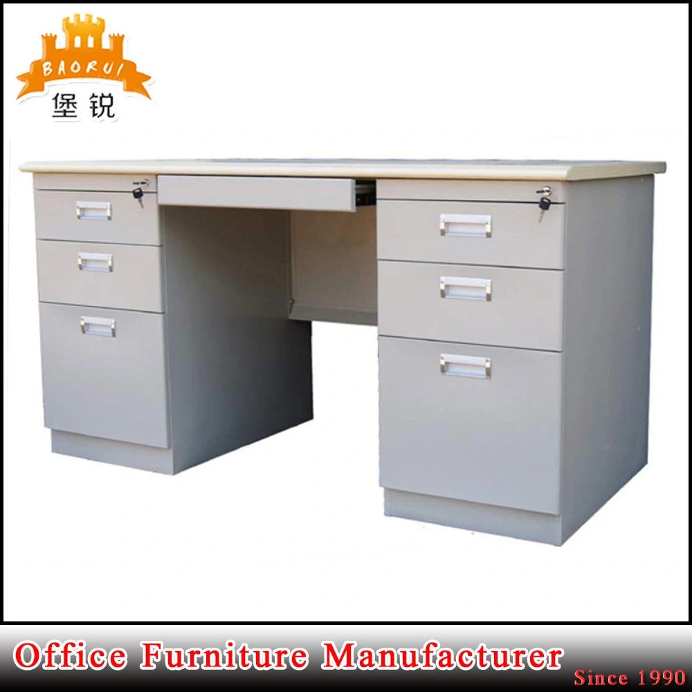 Modern Office Furniture Metal Computer Desk Steel Executive Double Pedestal Office Table