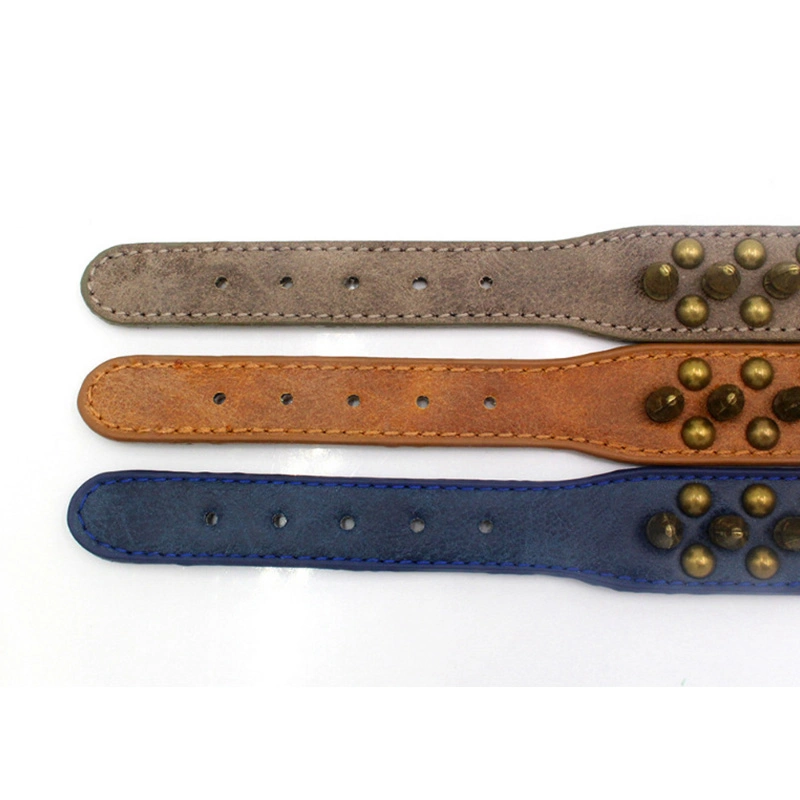 Studded Tactical Spike Leather Pet Tie Pet Collar