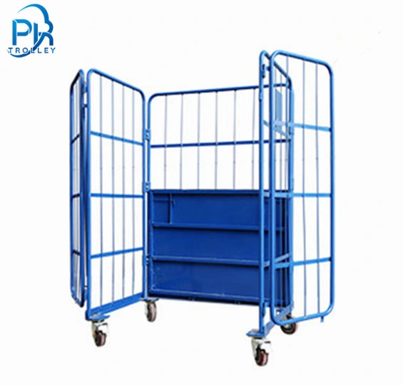 Metal Galvanized 4 Side Stackable 500kgs Loading Capacity Roll Cage Container