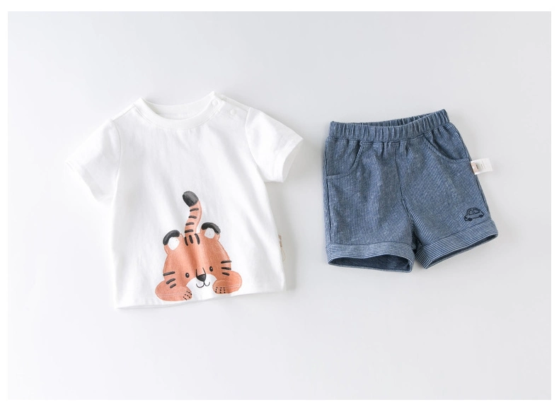 Factory Wholesale/Supplier Kids Leisure Wear Customized Printing Boys 2 Pieces of T Shirts and Short