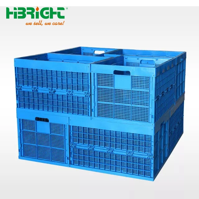 Compact Warehouse Plastic Stacking Folding Moving Crate Box for Transportation