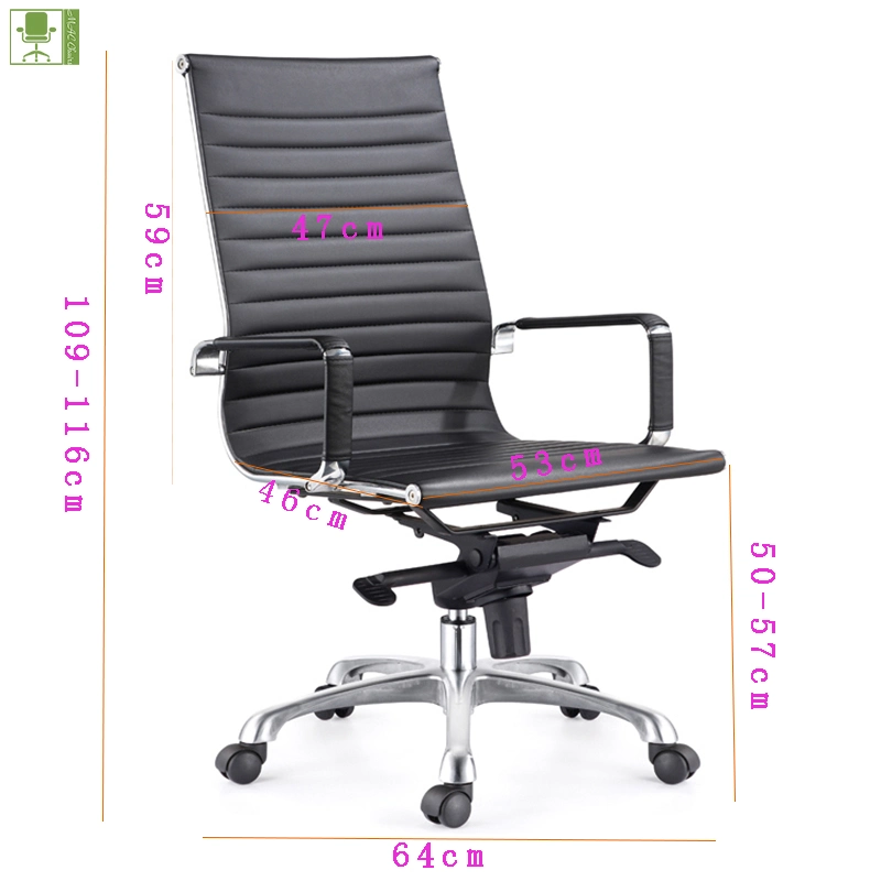 Black PU Seat and Back Swivel Office Desk Chair Aluminium Base