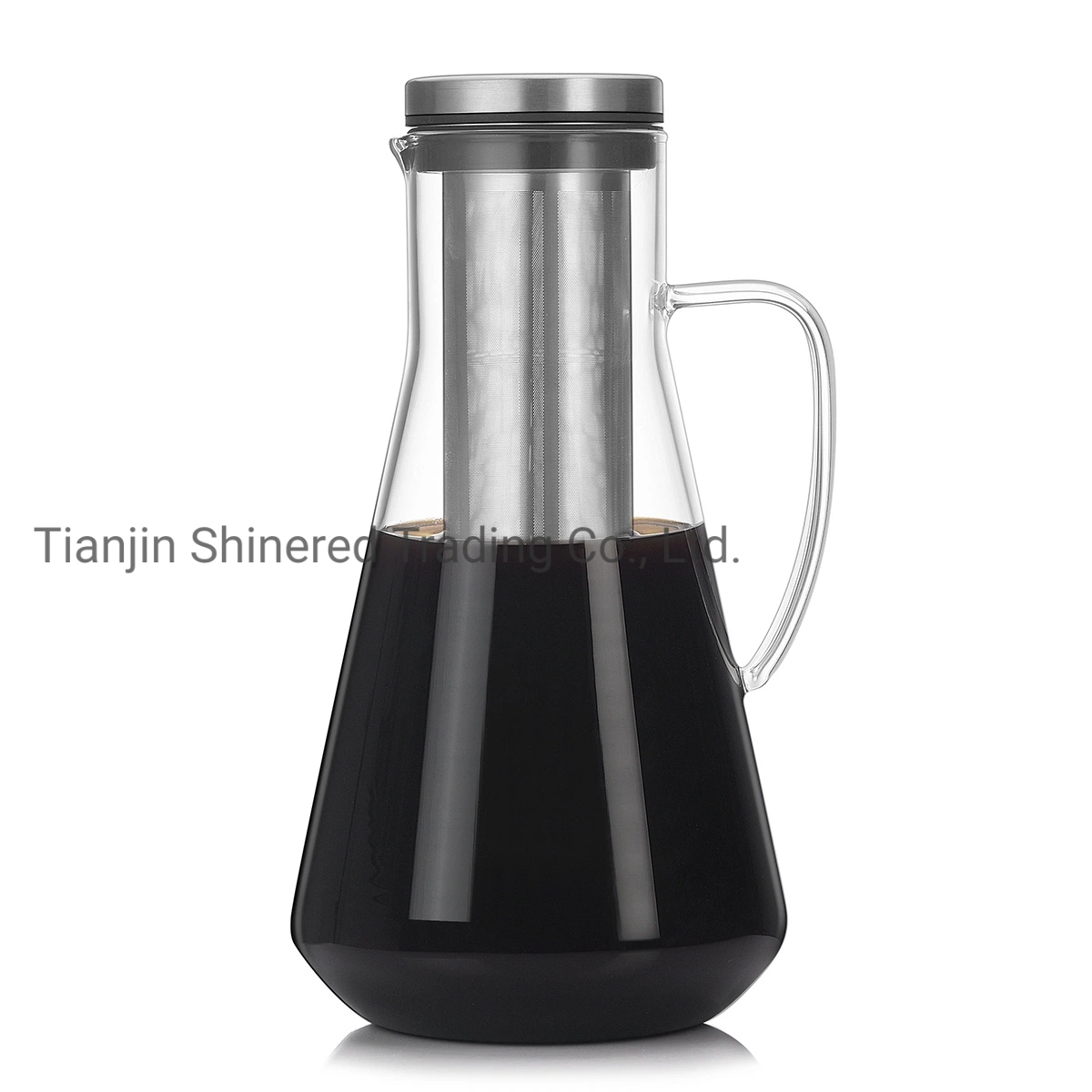 Cold Brew Coffee Maker Brewing carafe en verre avec de longues infuser Infusion froide Verseuse Brewing carafe en verre avec filtre en acier inoxydable amovible