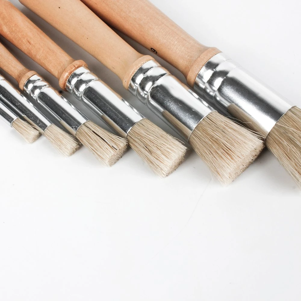 27699 6 Stück wiederverwendbarer Holzgriff Pinsel Set für Acryl Farbe Flecken Kleber Holz Metall Wanddecks