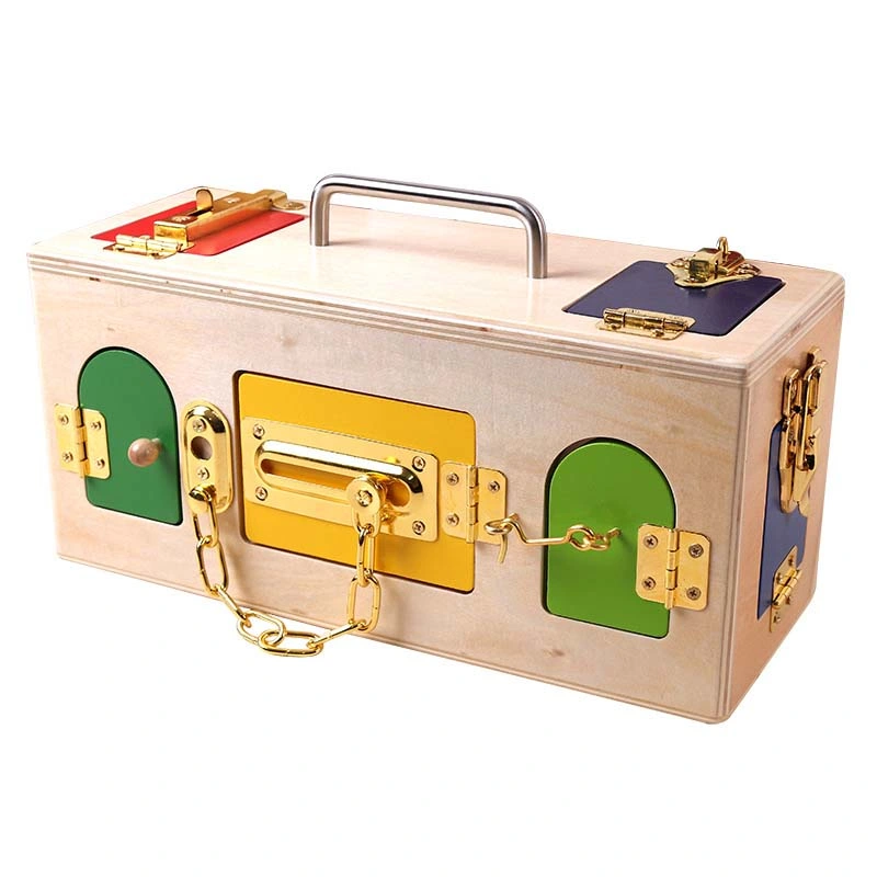 L'apprentissage précoce de l'éducation Montessori Boîte de déverrouillage de la science Les jouets en bois pour les enfants