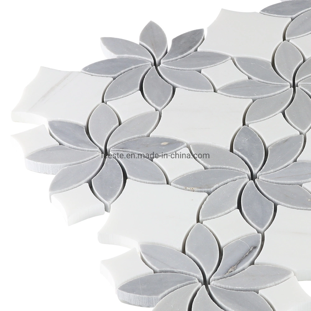 Good Quality China Bardiglio Grey Marble Flower Shape Mosaic Tiles