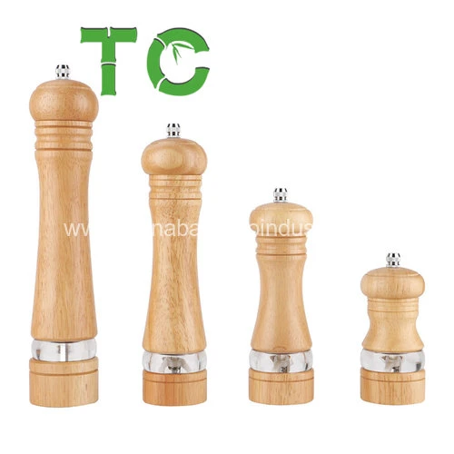 Wholesale/Supplier Pepper Grinder, Wood Salt and Pepper Grinder Mills Sets, Classic Manual Salt Grinder Refillable Pepper Mill Sets with Acrylic Visible Window