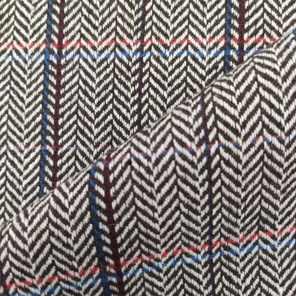 100%Chemical British Style Herringbone Twill Woolen Fabric for Coat Garment