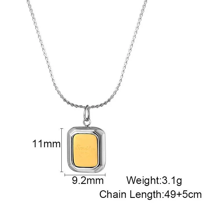 Fashion Silver Collar Chain New Design Geometric Inlaid Gold Square Jewelry Necklace