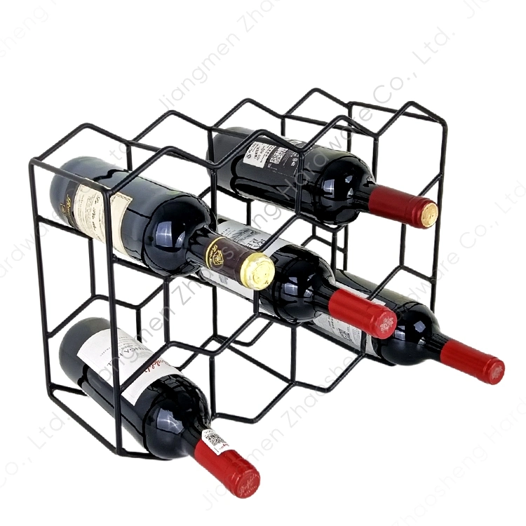 Suporte para garrafas de vinho em rack para armazenamento decorativo alveolar com tampo de metal