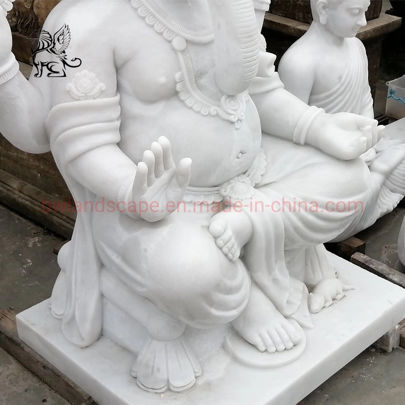 Indian Garden Hindu God White Stone Marble Ganesh Buddha Statues Lord Ganesha Statue