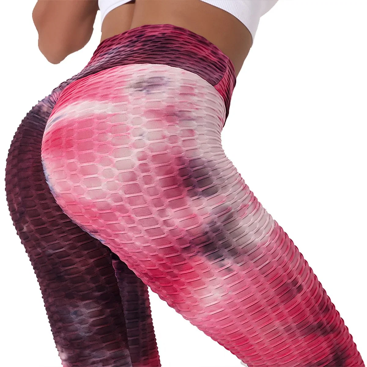 Wholesale Pink Tie Dye Yoga Leggings Women Sublimation Nylon Yoga Legging