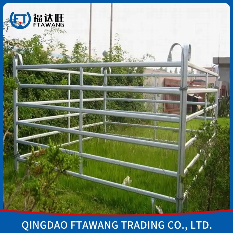 12 FT Heavy Duty Livestock Cattle Corral Fence and Horse Round Pen Panels Farm Fence USA Metal Steel Sliver 5 or 6 Bars