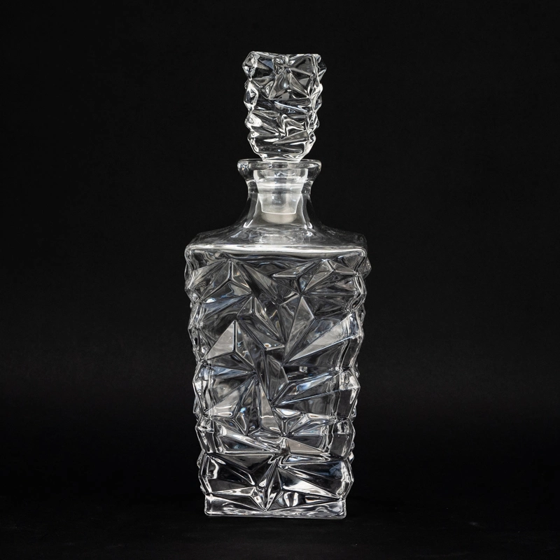 Mayorista único de lujo 820ml Decanter de vino de cristal hielo con Caja de madera