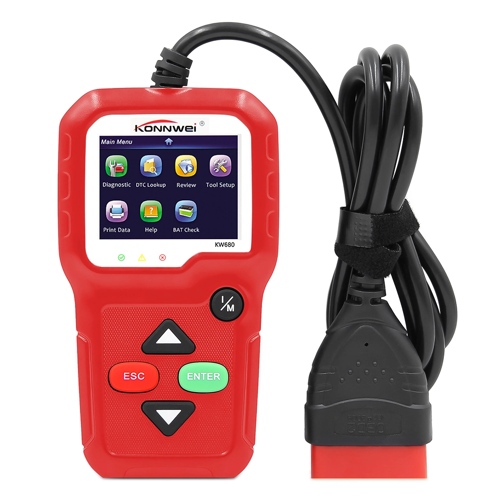 أداة تشخيص ماسح السيارة Gw680 نظام OBD2 Code Reader للسيارة فحص المحرك خطأ محلل الشاحنات الثقيلة السيارات 8 اللغات تشخيص الأداة