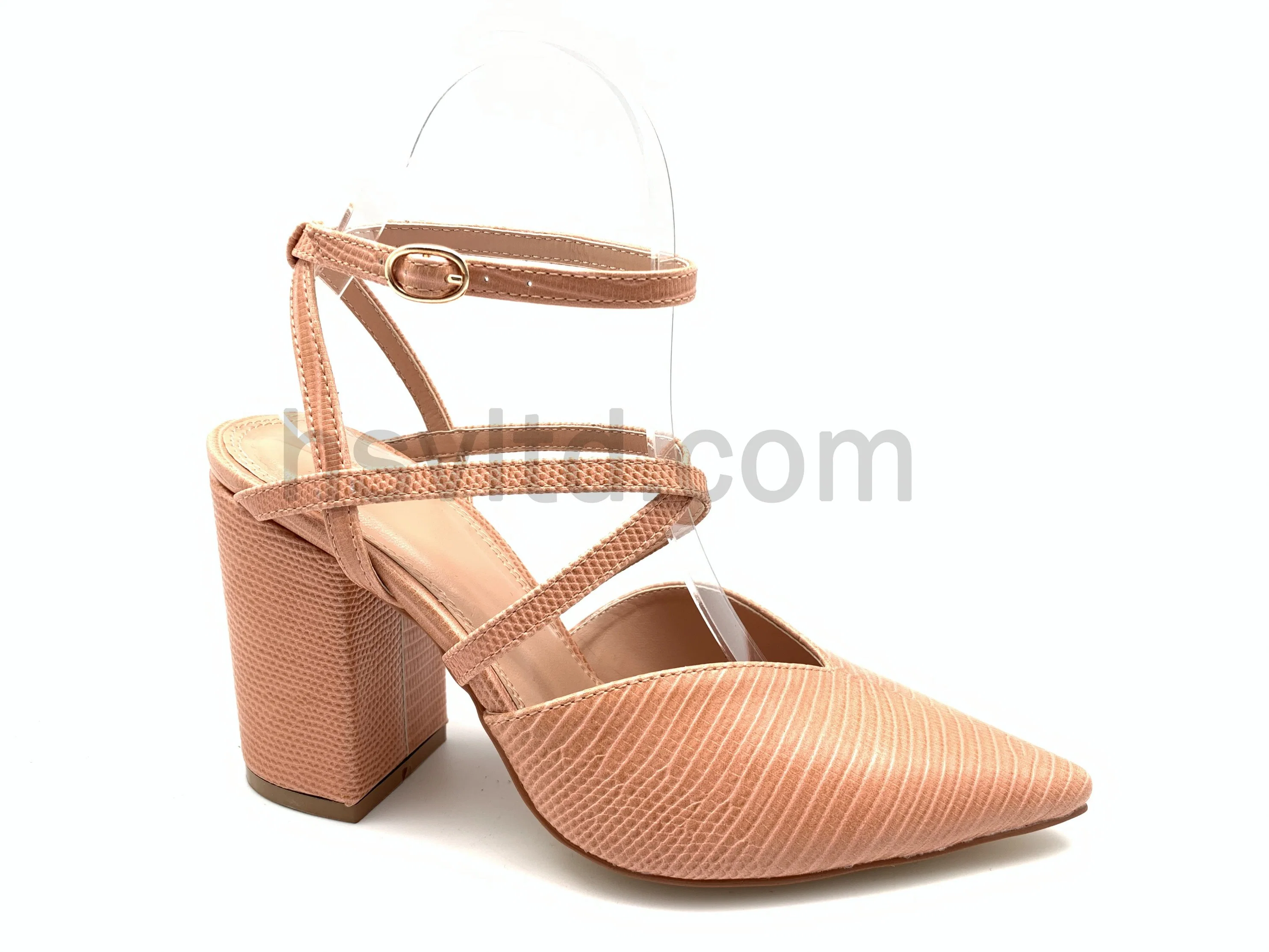 Ladies Block Heel Pionted Heel Strap Ankle Pump Shoes