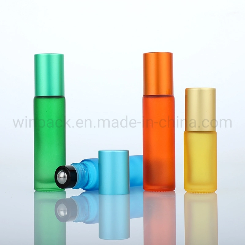 5ml 8ml 10ml frasco de rodillo de molde de vidrio grueso de forma redonda Con bola de rodillo de acero inoxidable con tapón para el cuidado personal Contenedor