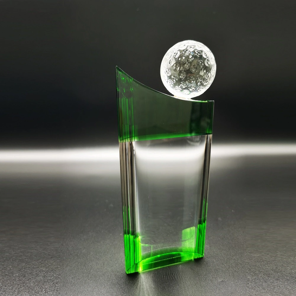 New Pillar Crystal Golf Trophy Awards Red Base