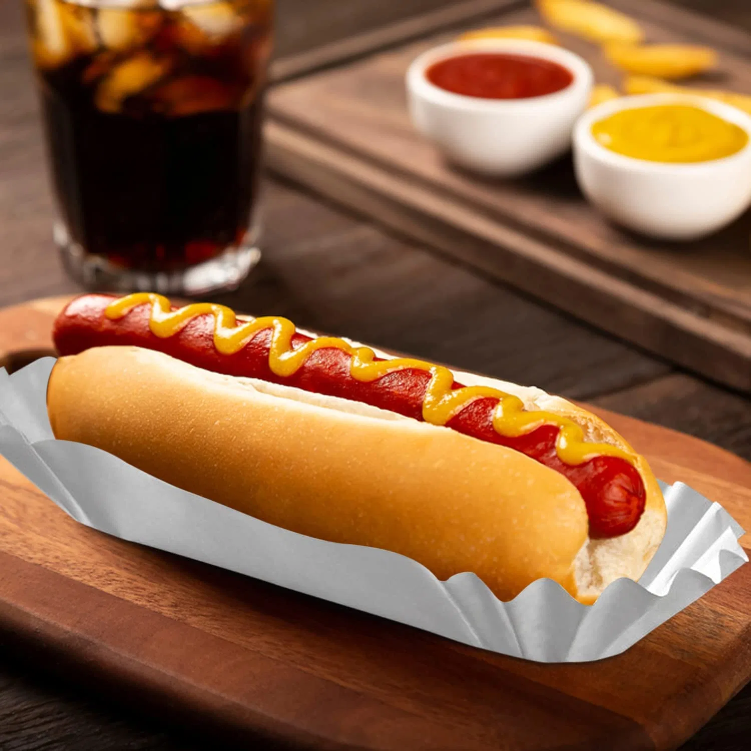 Custom Printed Disposable Greaseproof Kraft Paper Food Tray Paper Hot Dog Tray