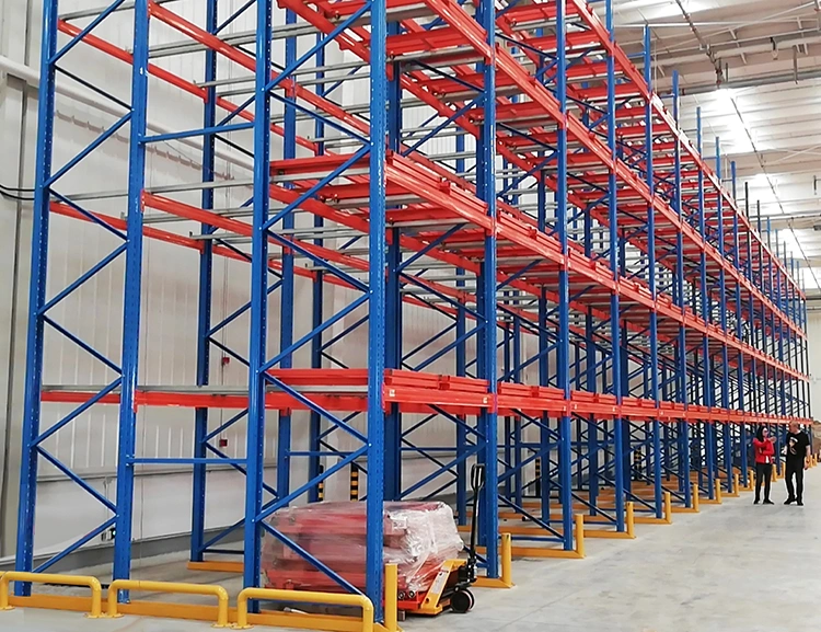 Almacenamiento Paleta ajustable empuje hacia atrás Paleta Racking almacenamiento Industrial Acero Reapilamiento de empuje hacia atrás