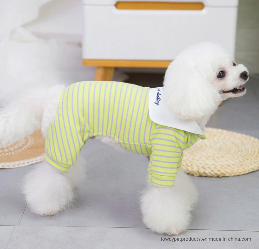 Streifen Baumwoll-Jumpsuit Im Hundedesign Puppzubehör Für Haustiere
