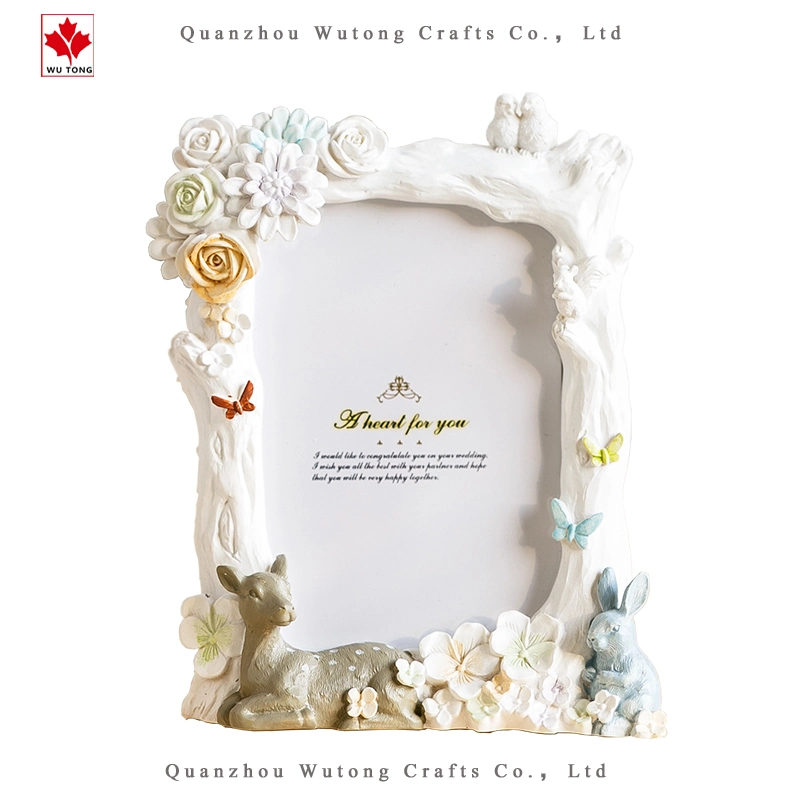 Custom Resin White Flower Picture Frame for Decoration Resin Photo Frame