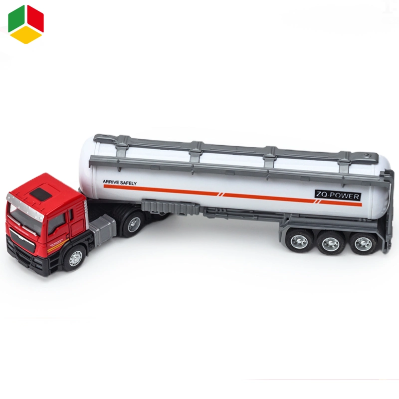 QS Wholesale Alloy Pull Back 1/58 Truck Trailers Metal Kids Toy Set Oil Tank Tractor Car Diecast Trucks Vehicle Car Toys