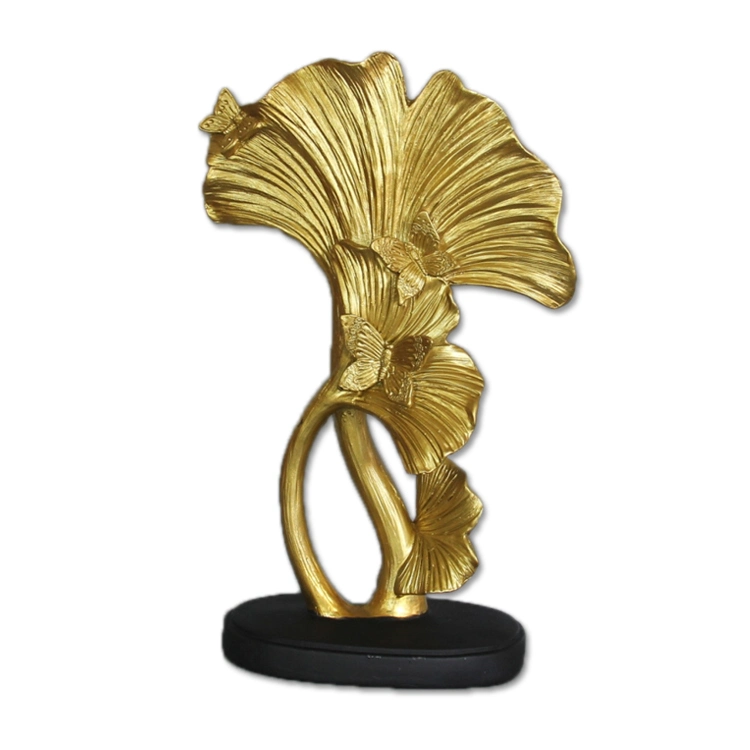 Factory Wholesale Luxury Resin Gold Leaf Statue Handicraft Decoration Home Decoration Gift