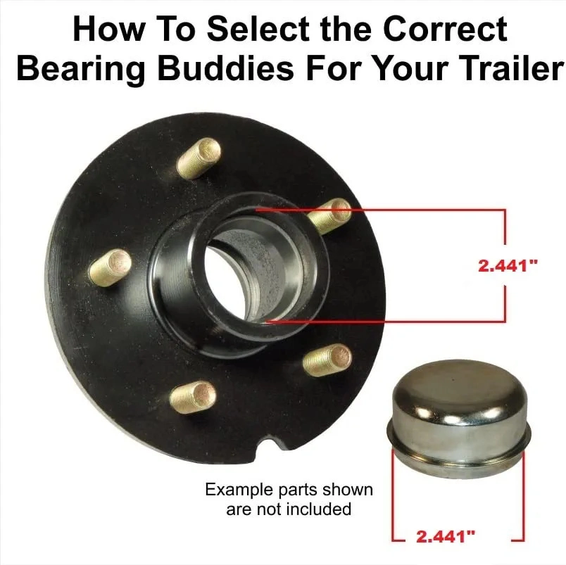 2.441inch Stainless Steel Boat Trailer Bearing Buddy with Protective Bra - Wheel Center Caps