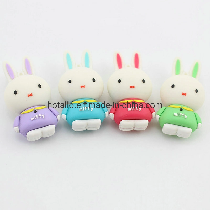 Adorable lapin Miffy Animal lecteur Flash USB Cartoon Silicone Bunny lecteur Flash USB de la personnalité Poupée en silicone de personnalisation de lecteur Flash USB