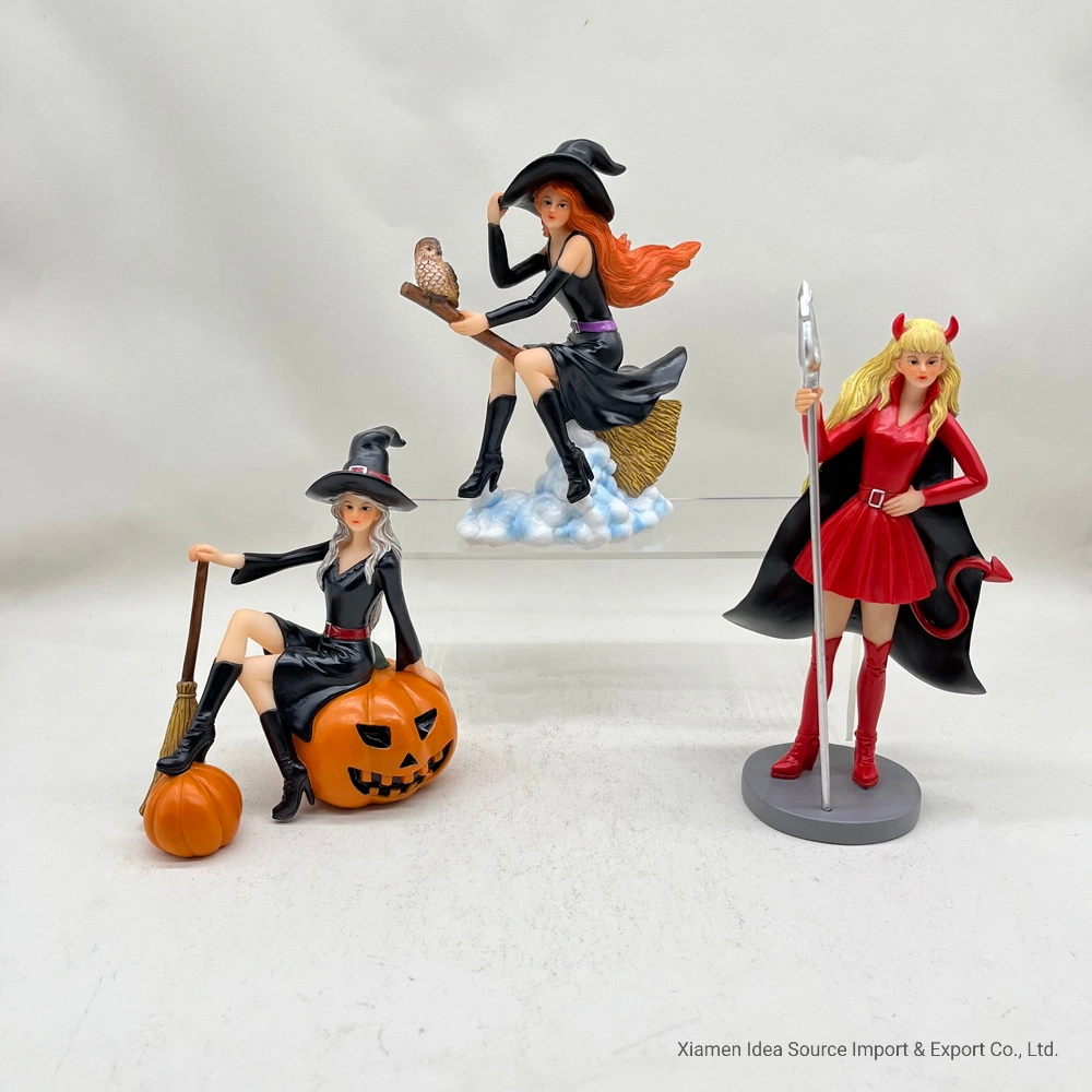 Latest New Design Halloween Holiday Home Decoration Gift Factory Wholesale/Supplier Resin Young Witch Figurine