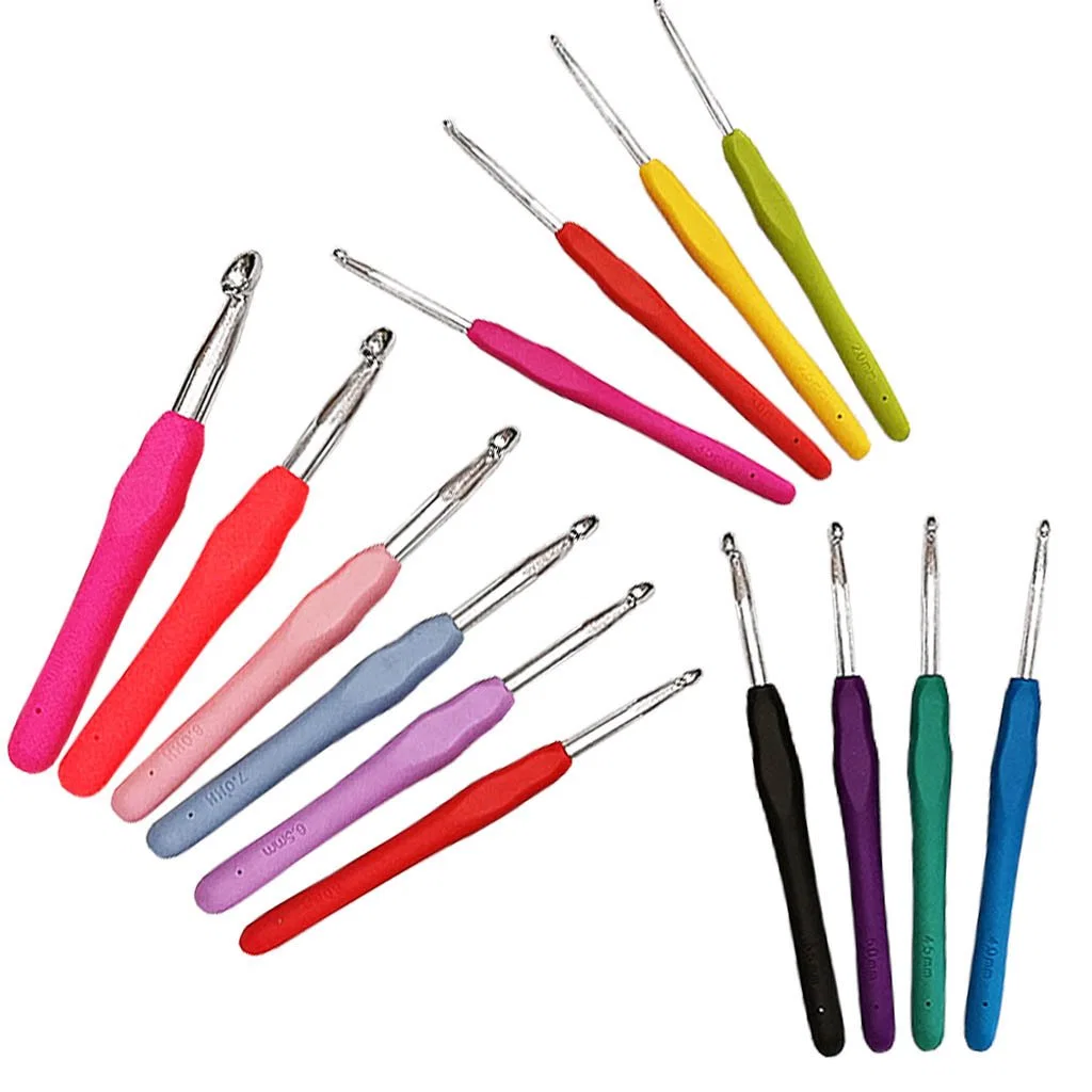 Alu. Crochet Hook Set with TPR Rubber Handle for DIY Beginner