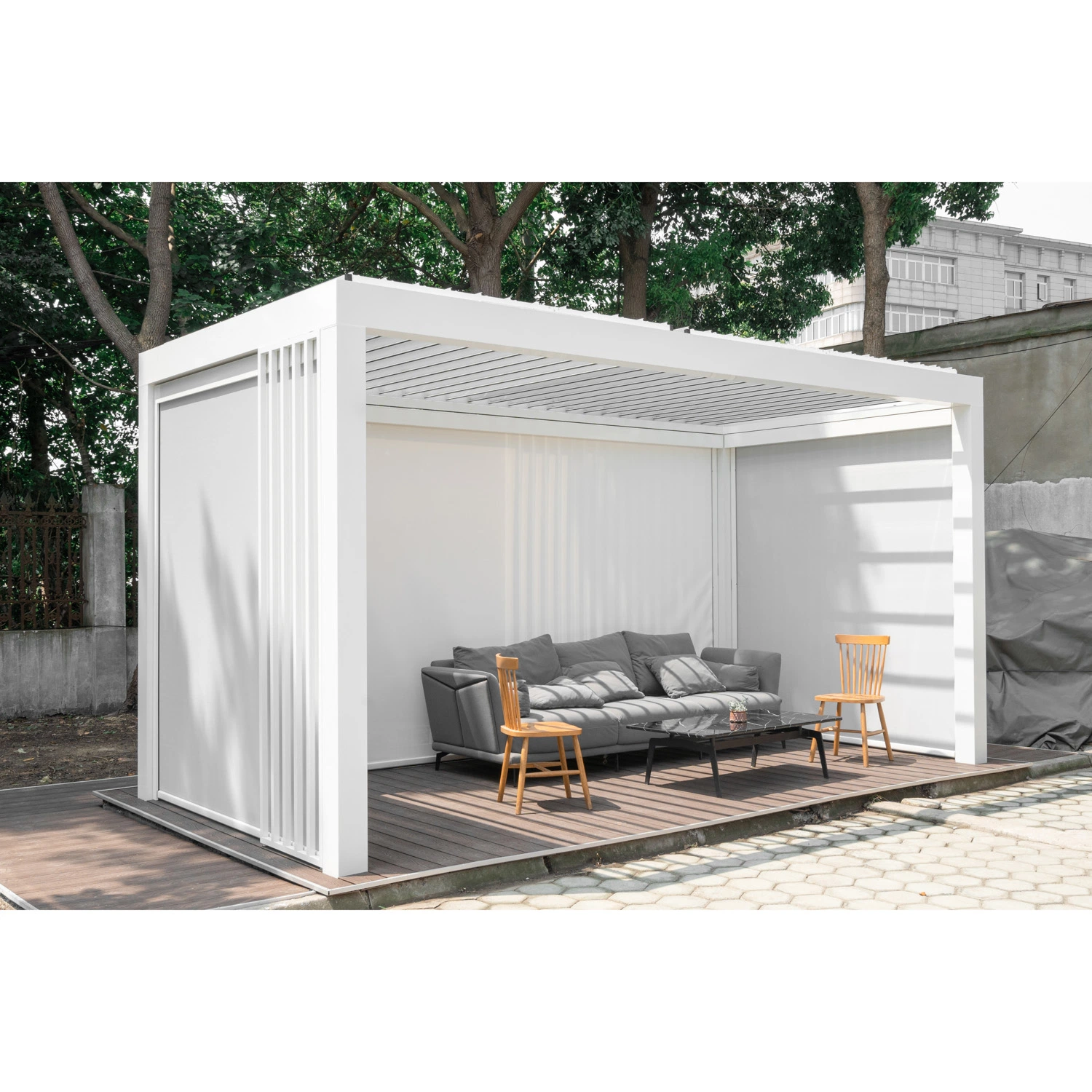 Terraza Pérgola de aluminio persianas motorizadas sistema de techo con Sensor de viento