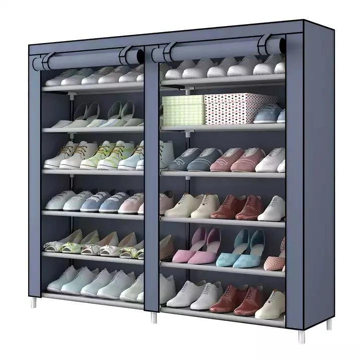 Non-Woven Fabric Portable Folding Simple Shoe Storage Organizer with Frame Cloth