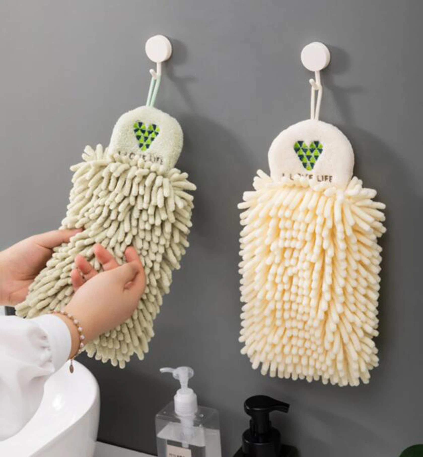 Paño de cocina absorbente para colgar secado rápido CreativoDona Chenille bordado Toalla