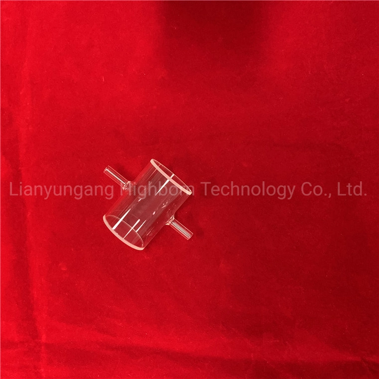 High Purity Transparent Polishing Two Sides Outlet Tubes Cylinder Quartz Glass Cuvette for Laboratory Research Instruments