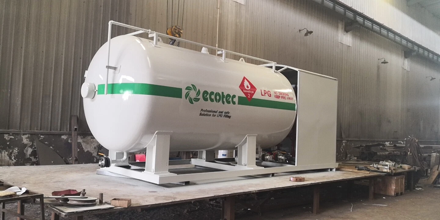 Ecotec 30 tonnes de réservoir de stockage de gaz LPG sur skid pour station-service de remplissage de bouteilles de gaz