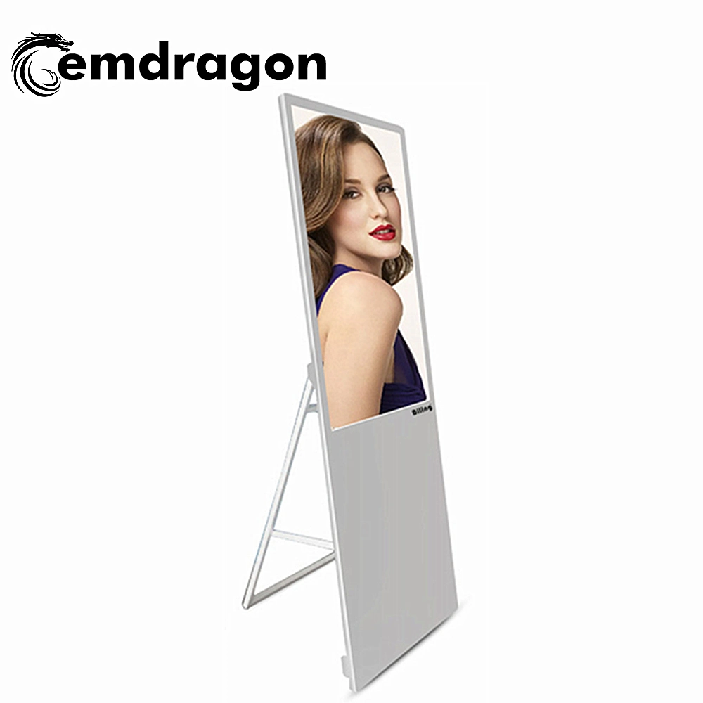 2019 New White Color 43 Inch Ultra Thin Portable Advertising Screen Floor Stand LCD Digital Signage