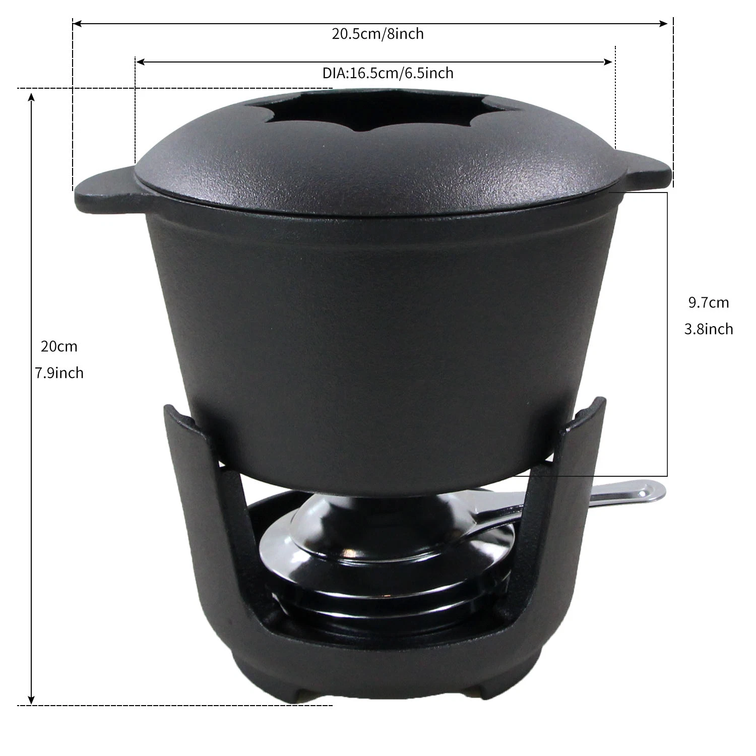 Ferro fundido Pré-temperado "X4" Chocolate Hot Pot Cast Iron, 6.6" Aparelho de fondue