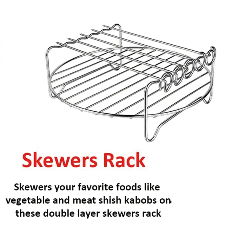 Stainless Steel Outdoor Camping Air Fryer Rack BBQ Accessories Barbeque Tool Set with Skewer