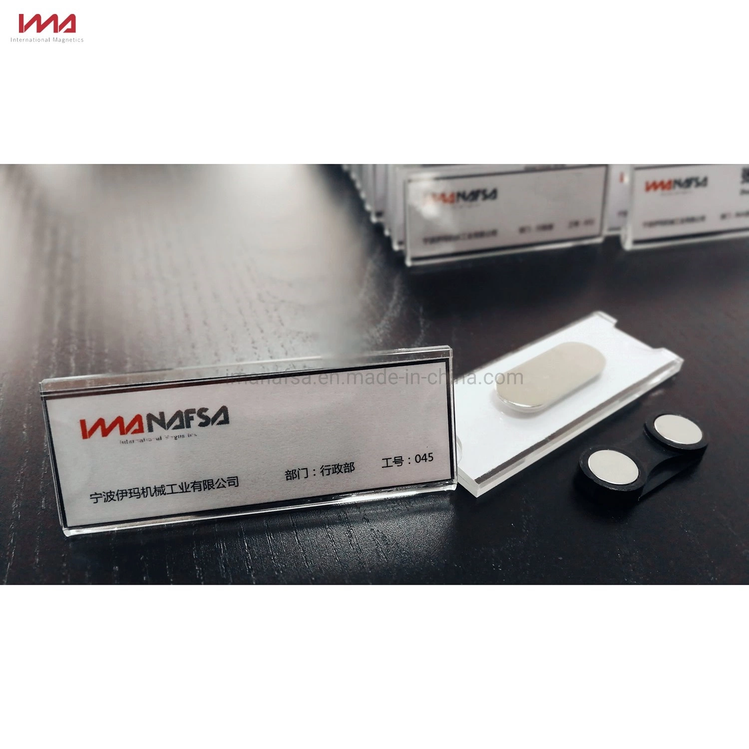 Permanent Magnetic Name Badges Holder, Customize Size Neodymium Magnetic Name Badge