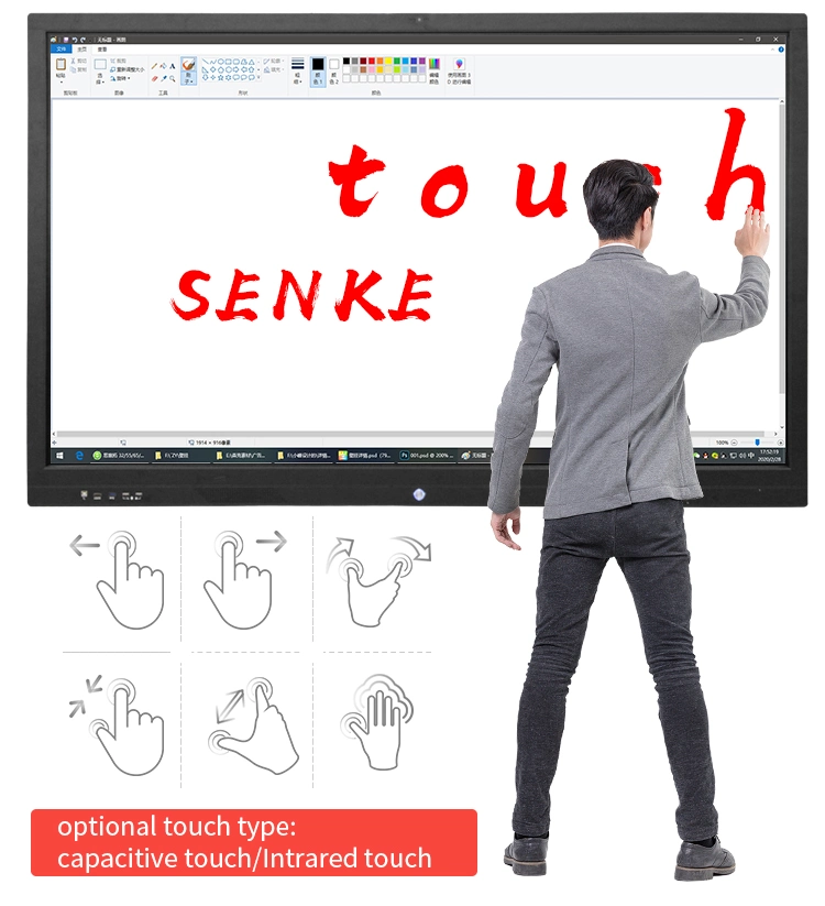 Back to School Supplies Senke Iwb Touch Screen Smart Board 65" 75" 85" Interactive Whiteboard for Education & Office Conference