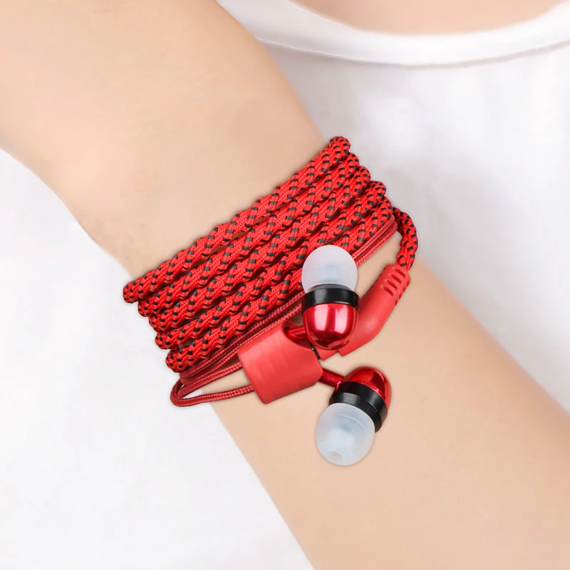 Factory Wholesale/Supplier New Design cloth Rope Headphones Wristband Bracelet Cord Earphone