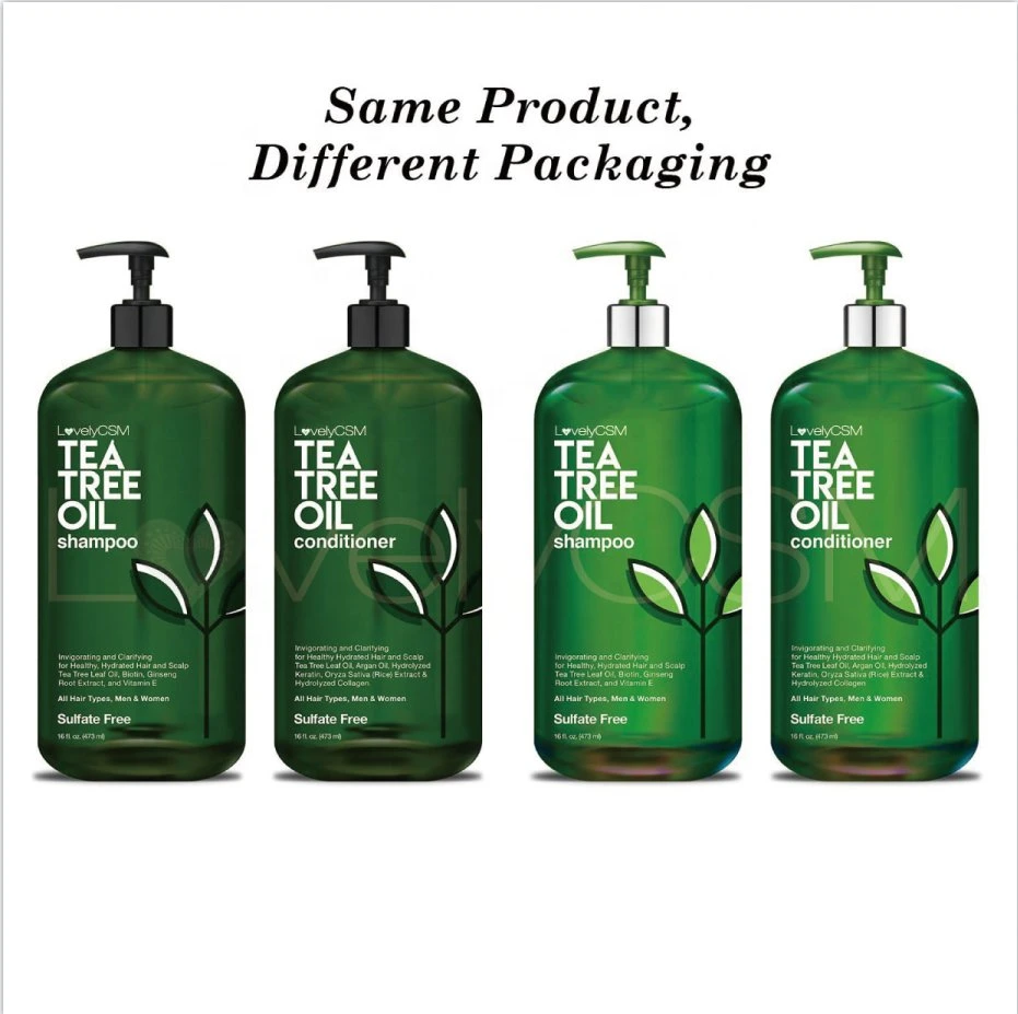 Private Label Healthy Natural Organic Hair Care Oil Control Anti Loss Regrowth Tea Tree Ginger Hair Growth Shampoo Set